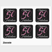 Elegant 50 en Fabulous Personalized Birthday Vierkante Sticker (Vel)