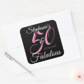 Elegant 50 en Fabulous Personalized Birthday Vierkante Sticker (Envelop)
