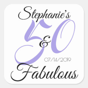 Elegant 50 en Fabulous Personalized Birthday Vierkante Sticker