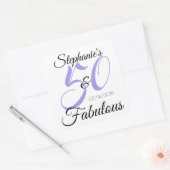 Elegant 50 en Fabulous Personalized Birthday Vierkante Sticker (Envelop)