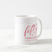 Elegant 50 en Fabulous Pink Glitter Birthday Gift Koffiemok (Voorkant rechts)