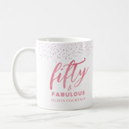 Elegant 50 en Fabulous Pink Glitter Birthday Gift Koffiemok