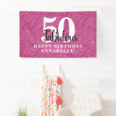 Elegant 50 en Fabulous Pink Sparkle 50th Birthday Spandoek (Insitu)