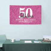 Elegant 50 en Fabulous Pink Sparkle 50th Birthday Spandoek (Beurs)