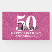 Elegant 50 en Fabulous Pink Sparkle 50th Birthday Spandoek (Horizontaal)