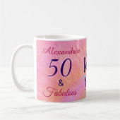 Elegant 50 en Fabulous Pink Waterverf Aangepast Koffiemok (Links)