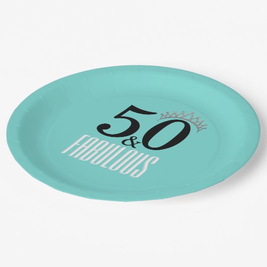 Elegant 50 en Fabulous Tiara geïnspireerd Papieren Bordje (Gekanteld)