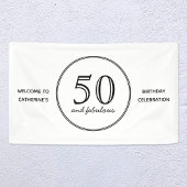 Elegant 50 en Fabulous Typography Birthday Party Spandoek