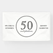 Elegant 50 en Fabulous Typography Birthday Party Spandoek (Horizontaal)