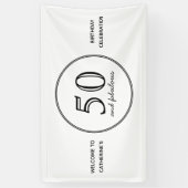 Elegant 50 en Fabulous Typography Birthday Party Spandoek (Verticaal)