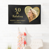 Elegant 50 en Fabulous Zwart Goud Custom Photo Spandoek (Insitu)