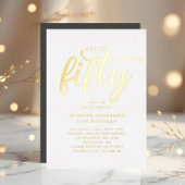 Elegant 50 en fantastisch 50ste verjaardag goud folie uitnodiging