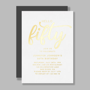 Elegant 50 en fantastisch 50ste verjaardag goud folie uitnodiging