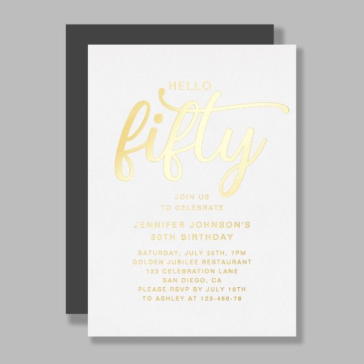 Elegant 50 en fantastisch 50ste verjaardag goud folie uitnodiging