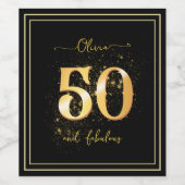 Elegant 50 en fantastisch goud zwart wijn etiket (Enkel label)