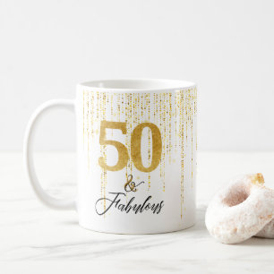 Elegant 50 en fantastisch in goud en zwart koffiemok