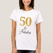Elegant 50 en fantastisch in goud en zwart t-shirt (Voorkant)
