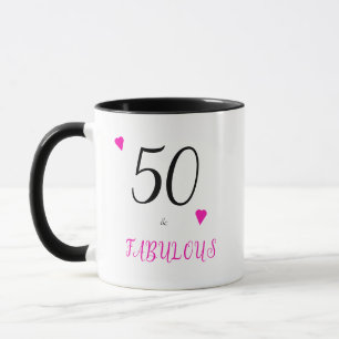 Elegant 50 en geweldig roze hart 50e verjaardag mok