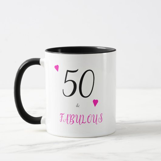 Elegant 50 en geweldig roze hart 50e verjaardag mok (Links)