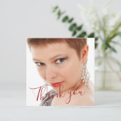 Elegant 50 Fab Birthday Foto Script Red Birthday Bedankkaart (Staand voorkant)