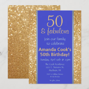 Elegant 50 & Fabulous 50th Birthday Invitation Kaart