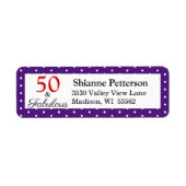 Elegant 50 & Fabulous 50th Birthday Paars Address Etiket (Voorkant)