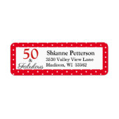Elegant 50 & Fabulous 50th Birthday Red WH Adres Etiket (Voorkant)