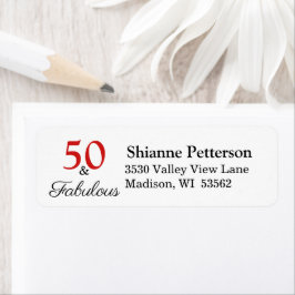 Elegant 50 & Fabulous 50th Birthday Return Address Etiket