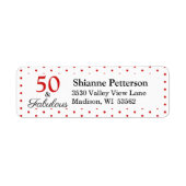 Elegant 50 & Fabulous 50th Birthday WH Red Address Etiket (Voorkant)
