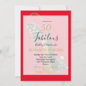 Elegant 50 Fabulous 5eth Red Modern Birthday Kaart (Achterkant)