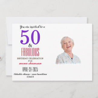 Elegant 50 & Fabulous Birthday Kaart