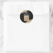 Elegant 50 & Fabulous Black Gold Photo Birthday Ronde Sticker (Tas)