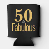 Elegant 50 & Fabulous Black Gold Typografie Blikjeskoeler (Achterkant)