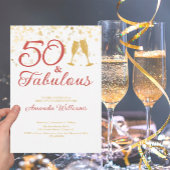 Elegant 50 & Fabulous Gold en Roze Birthday Kaart