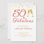Elegant 50 & Fabulous Gold en Roze Birthday Kaart (Voorkant)