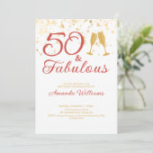 Elegant 50 & Fabulous Gold en Roze Birthday Kaart (Staand voorkant)