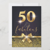 Elegant 50 & Fabulous Gold Glitter 50th Birthday Kaart (Voorkant)