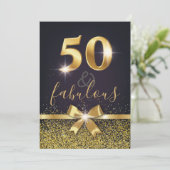 Elegant 50 & Fabulous Gold Glitter 50th Birthday Kaart (Staand voorkant)