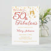 Elegant 50 & Fabulous Gold Glitter Birthday Kaart (Staand voorkant)