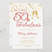 Elegant 50 & Fabulous Gold Glitter Birthday Kaart (Voorkant / Achterkant)