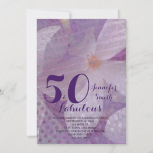 Elegant 50 & Fabulous Lavender Birthday Invitation Kaart