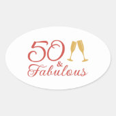 Elegant 50 & Fabulous Pink and Gold 50th Birthday Ovale Sticker (Voorkant)