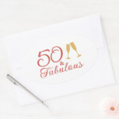 Elegant 50 & Fabulous Pink and Gold 50th Birthday Ovale Sticker (Envelop)