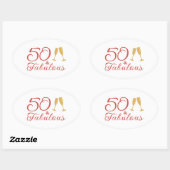 Elegant 50 & Fabulous Pink and Gold 50th Birthday Ovale Sticker (Vel)