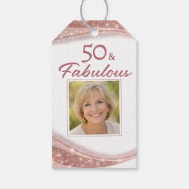 Elegant 50 & Fabulous Rose Gold Photo Birthday Cadeaulabel