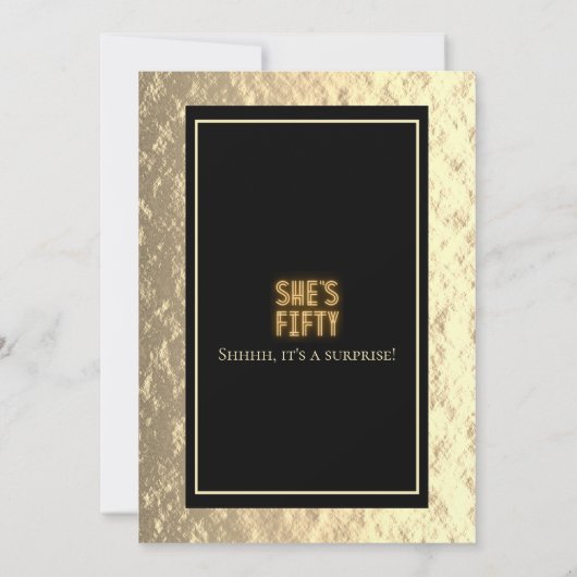 Elegant 50 & fantastisch zwart en gouden verjaarda kaart (Achterkant)