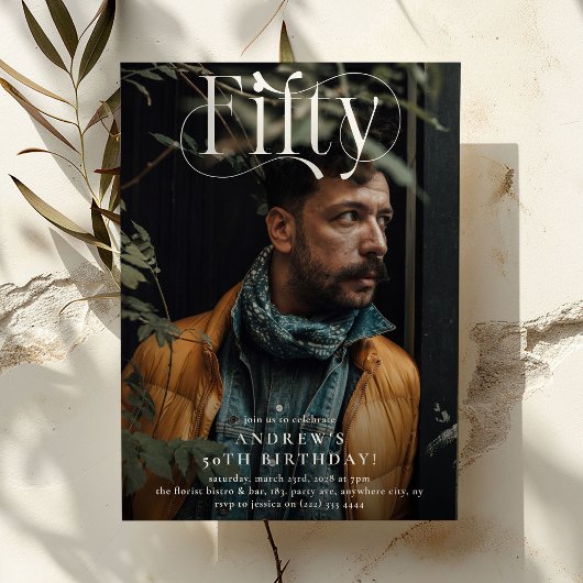Elegant 50 foto 50ste verjaardagsfeest kaart