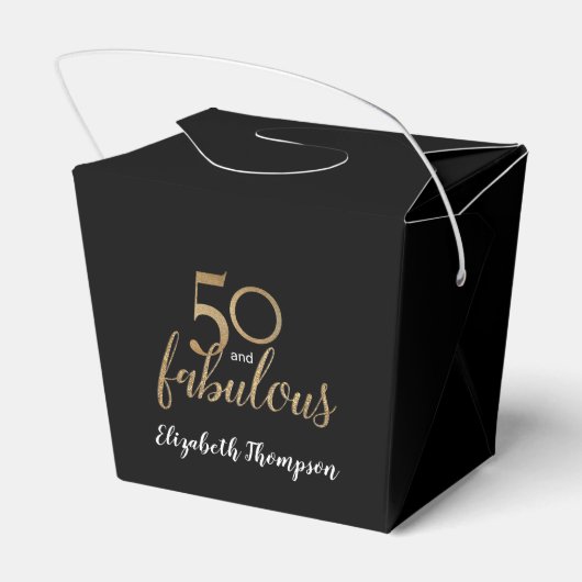 Elegant 50 & geweldige Birthday box Faux Gold blac Bedankdoosjes (Achterkant)