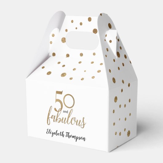 Elegant 50 & geweldige Birthday White Gold Confett Bedankdoosjes (Achterkant)