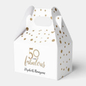 Elegant 50 & geweldige Birthday White Gold Confett Bedankdoosjes (Voorkant Zijde)